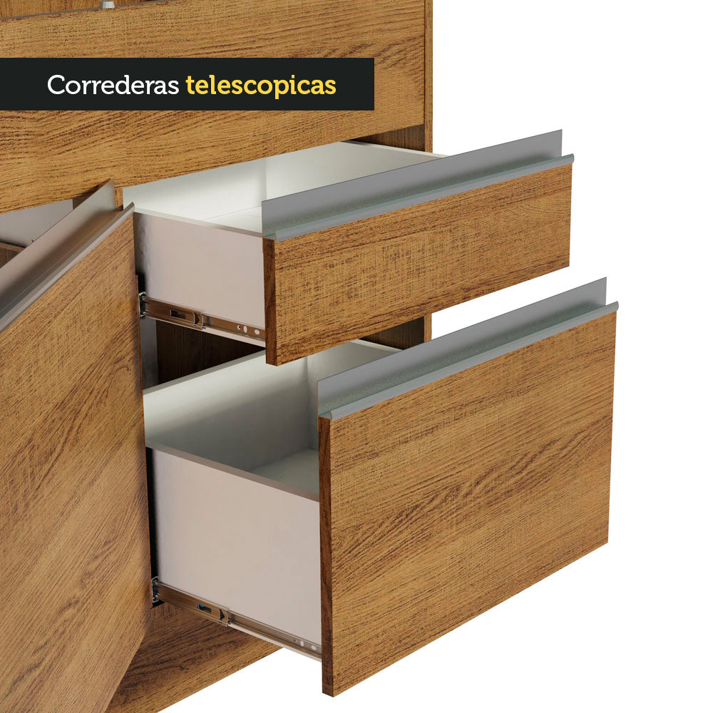 Bajo Mesada 150 cm 2 Puertas 2 Cajones Sin Mesada Marrón Glamy Madesa
