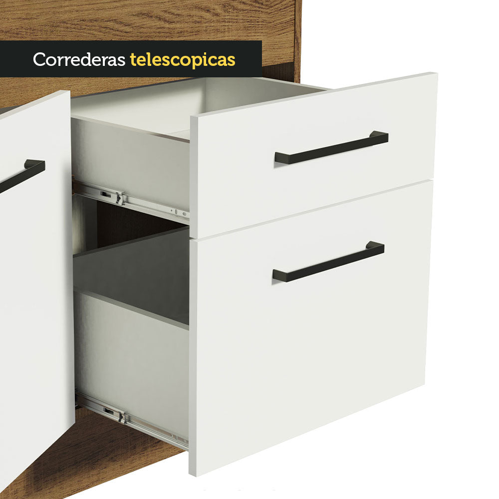 Bajo Mesada 150 x 52 cm 2 Puertas 2 Cajones Sin Mesada Marrón/Blanco Agata Madesa 01