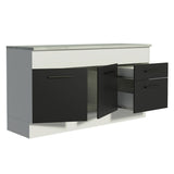 Bajo Mesada Cocina 150 cm 2 Puertas e 2 Cajones (Con Mesada) Blanco/Negro Agata Madesa