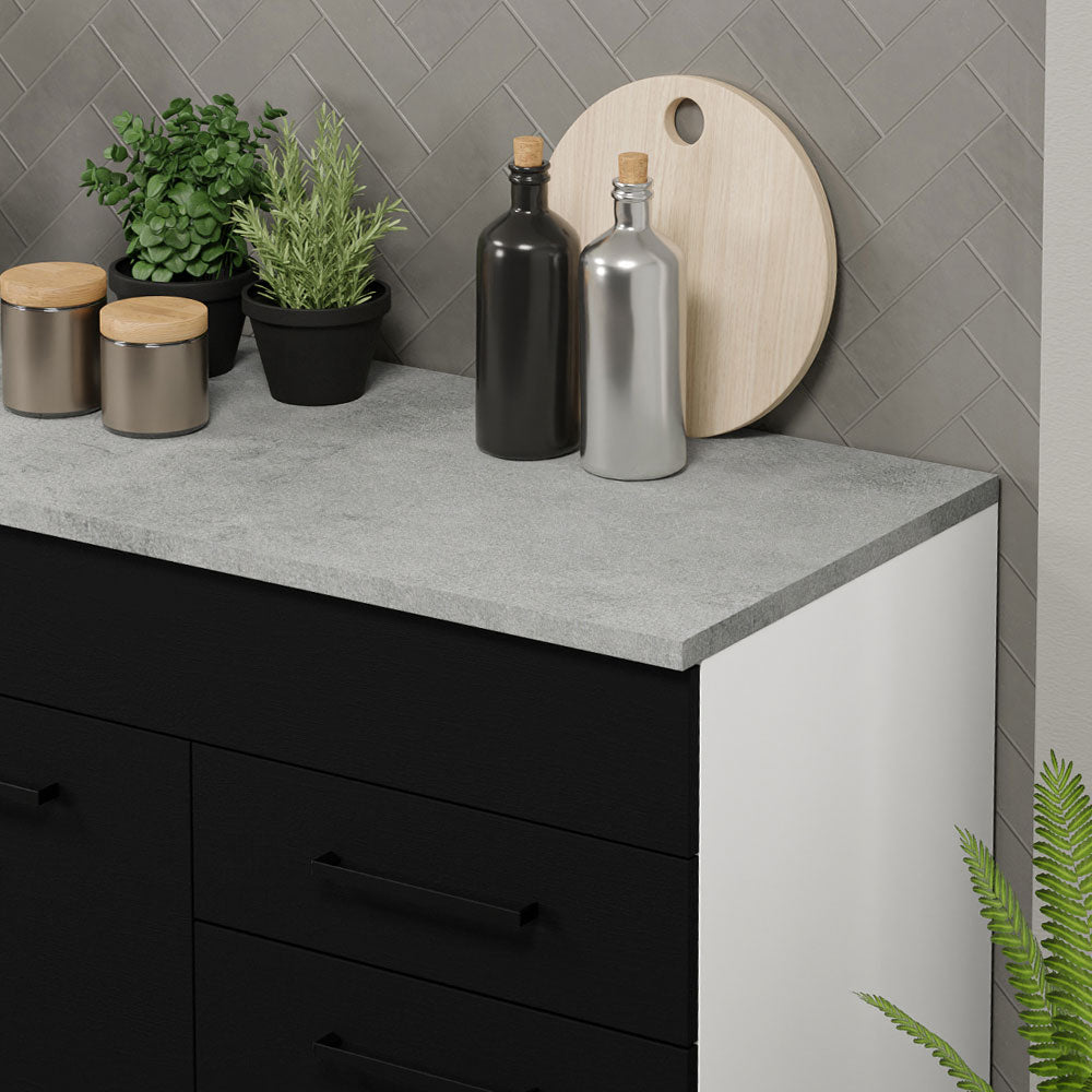 Bajo Mesada Cocina 150 cm 2 Cajones 2 Puertas (Con Mesada) Blanco/Negro Agata Madesa