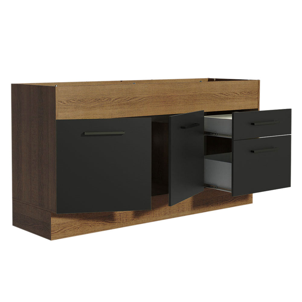 Bajo Mesada 150 cm 2 Cajones 2 Puertas Agata Marrón/Negro