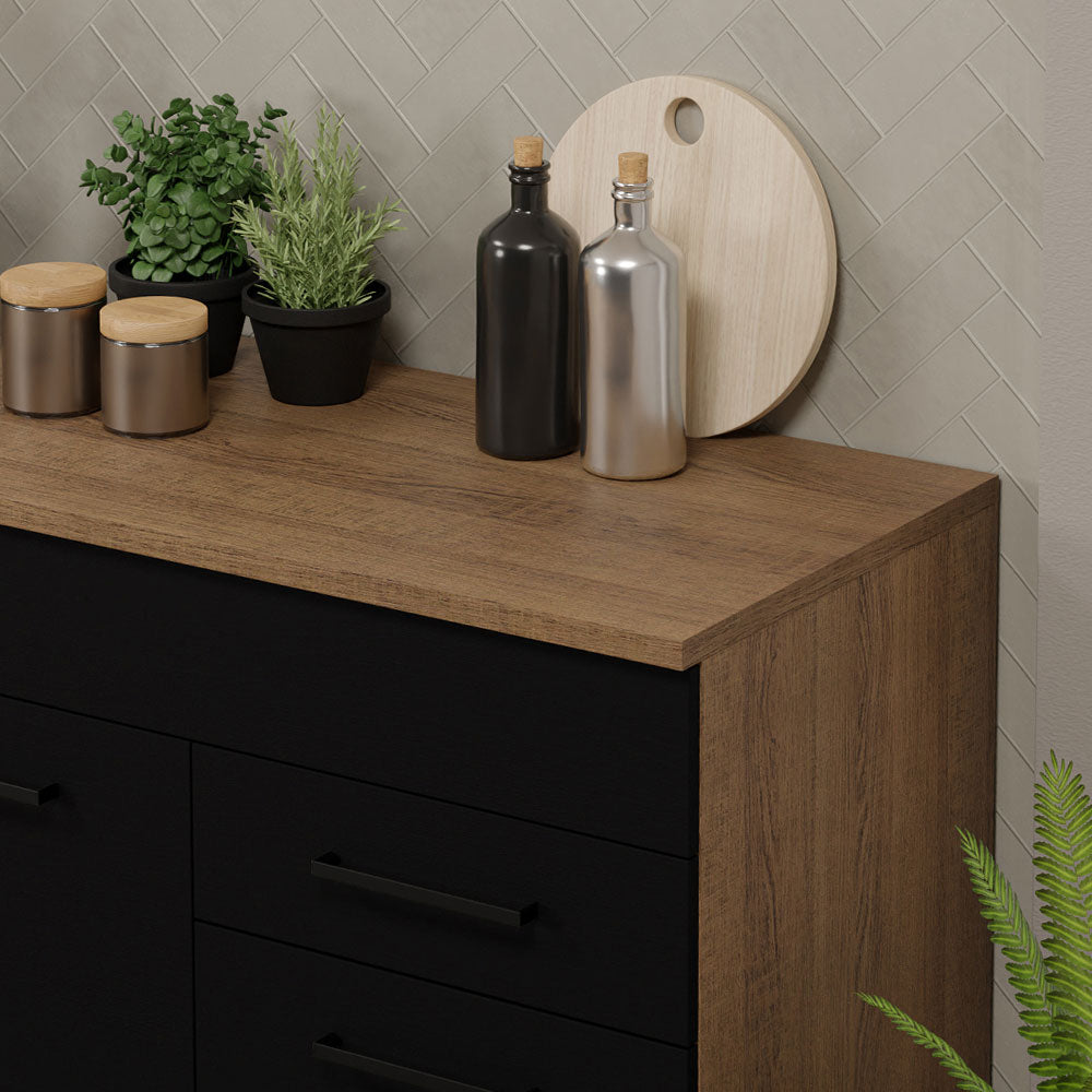 Bajo Mesada Cocina 150 cm 2 Cajones 2 Puertas (Con Mesada) Marrón/Negro Agata Madesa