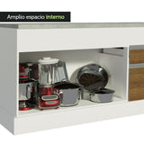 Bajo Mesada para Bacha 2 Puertas 2 Cajones 150cm (Con Tapa) Blanco/Marrón Glamy