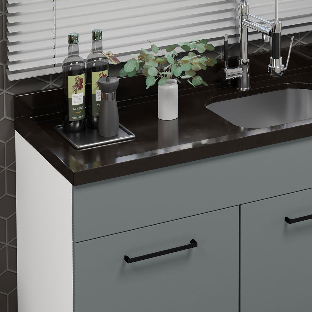 Bajo Mesada Cocina 150 cm 2 Puertas e 2 Cajones (Sin Mesada y Bacha) Blanco/Gris Agata Madesa