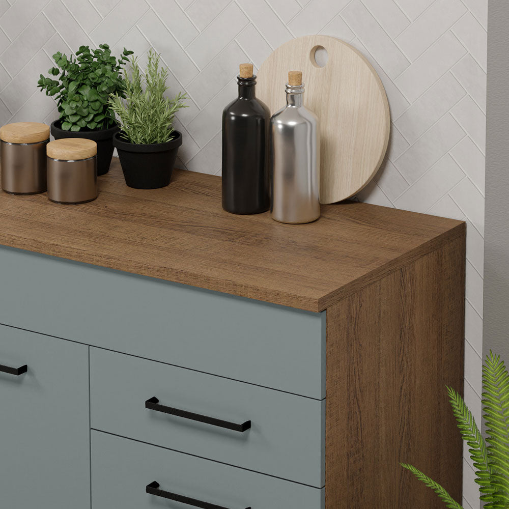 Bajo Mesada Cocina 150 cm 2 Cajones 2 Puertas (Con Mesada) Marrón/Gris Agata Madesa