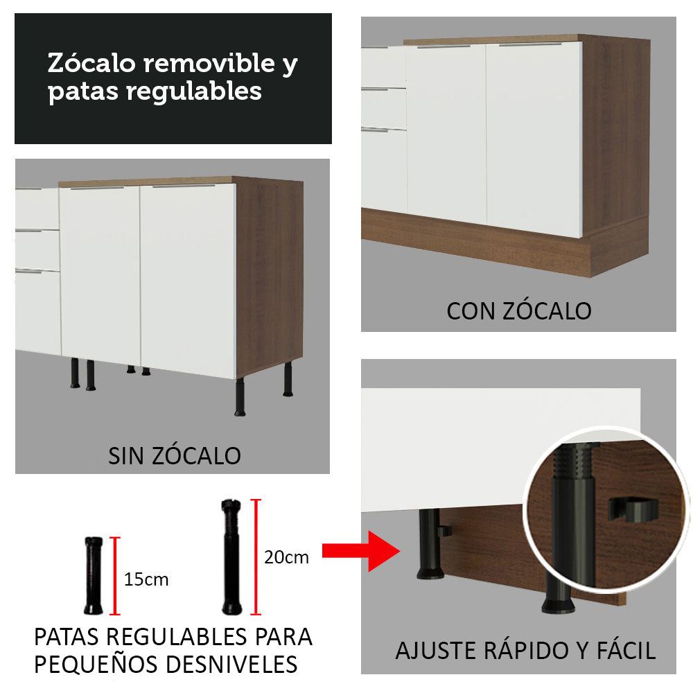 Bajo Mesada Cocina 60 cm 1 Puerta Marrón/Blanco Stella Madesa