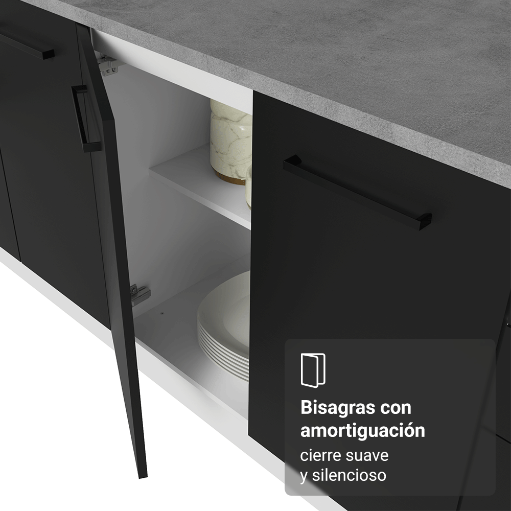 Bajo Mesada 60 cm 1 Puerta Sin Mesada Blanco/Negro Agata Madesa