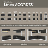 Bajo Mesada Cocina 100% MDF 60 cm 3 Cajones Blanco/Negro Acordes Madesa