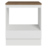 Bajo Mesada para Horno/Microondas 70 cm 1 Cajón Blanco Mesada Marrón