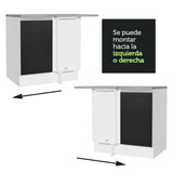 Bajo Mesada de Esquina de Cocina con 1 Puerta Glamy Blanco/Negro