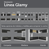 Bajo Mesada Esquinero 94 cm 1 Puerta (Sin Mesada) Blanco/Negro Glamy Madesa