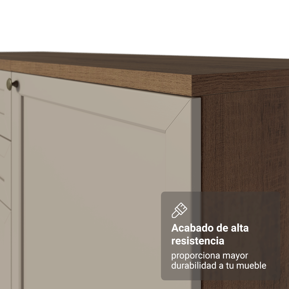 Bajo Mesada Esquinero 94 cm 1 Puerta (Sin Mesada) Marrón/Crema Vik Madesa