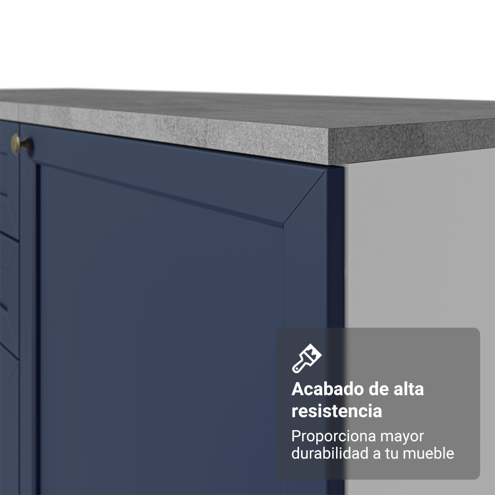 Bajo Mesada Esquinero 94 cm 1 Puerta (Sin Mesada) Blanco/Azul Vik Madesa