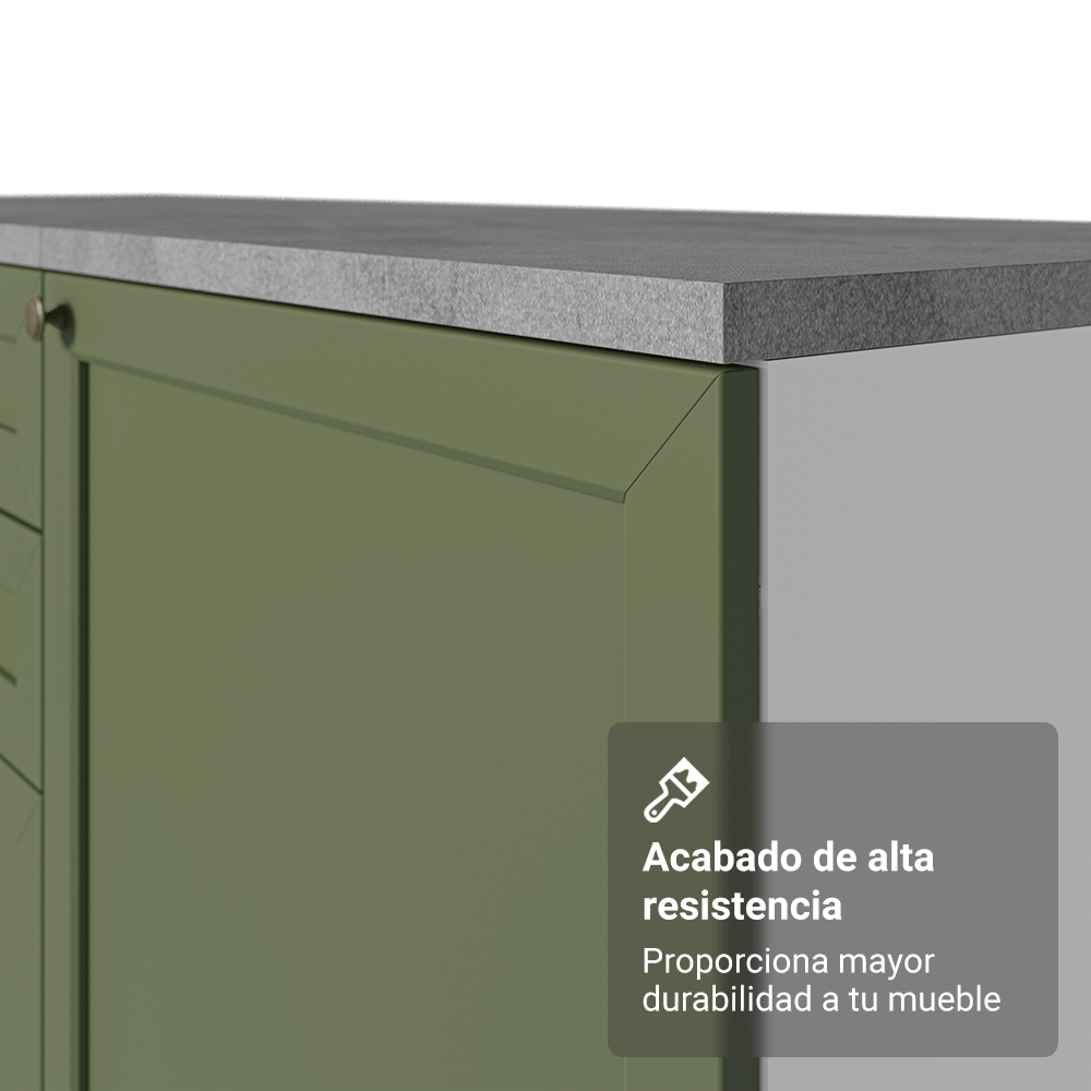 Bajo Mesada Esquinero 94 cm 1 Puerta (Sin Mesada) Blanco/Verde Vik Madesa