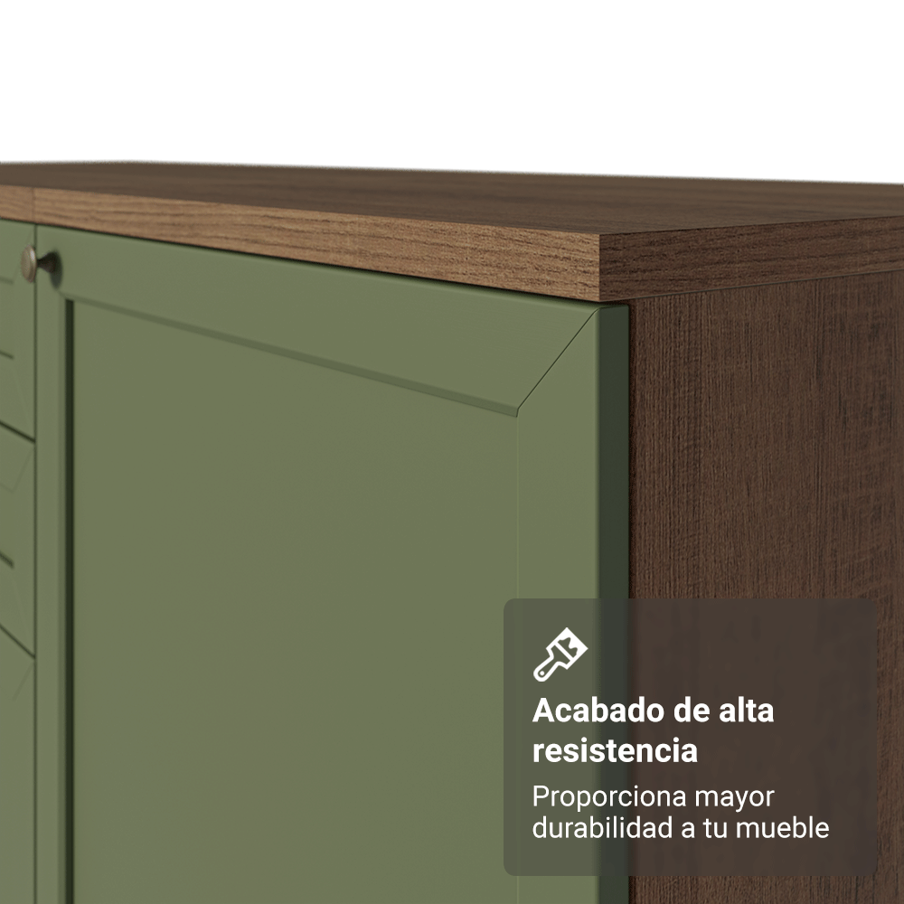 Bajo Mesada Esquinero 94 cm 1 Puerta (Sin Mesada) Marrón/Verde Vik Madesa