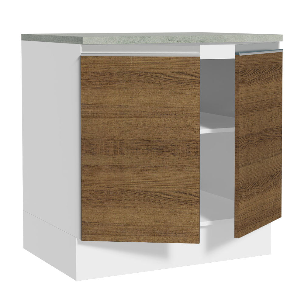 Bajo Mesada 80 cm 2 Puertas Glamy Blanco/Marrón