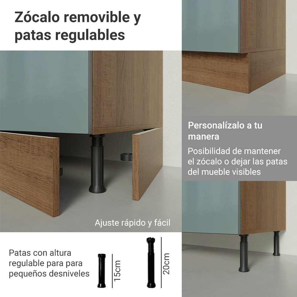 Bajo Mesada de Cocina 80 cm 2 Puetas (Sin Mesada) Marrón/Gris Lux Madesa