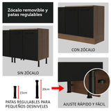 Bajo Mesada Cocina 80 cm 2 Cajones Marrón/Negro Agata Madesa