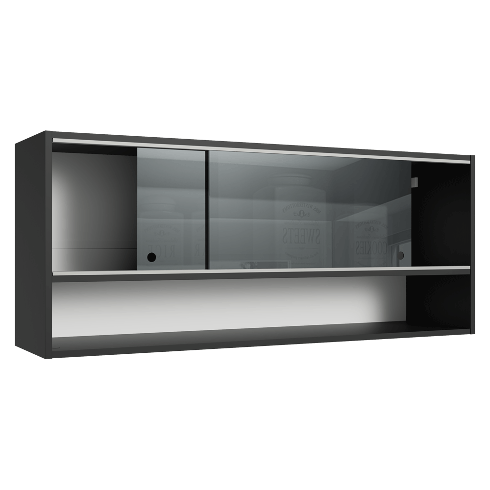 Alacena 2 Puertas corredizas de Vidrio Neutral e 1 Nicho Negro Madesa