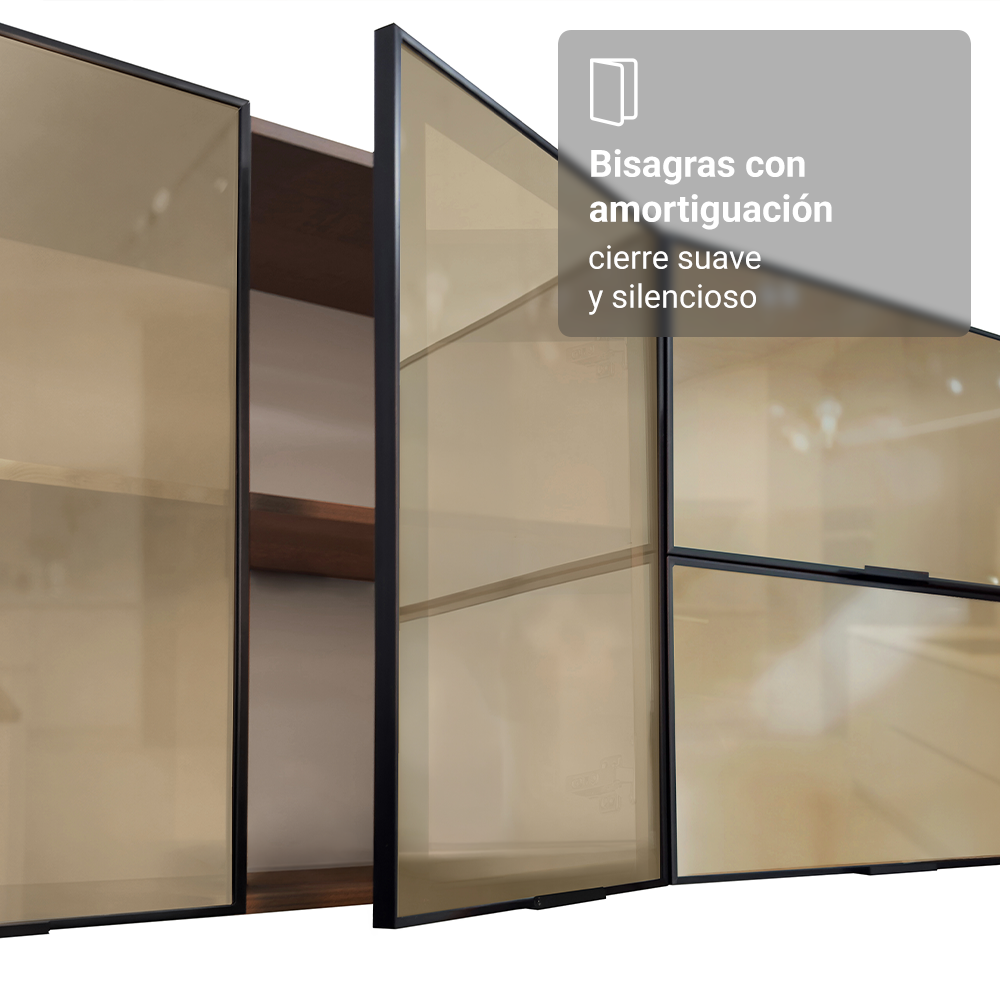 Alacena 40 cm 1 Puerta Marrón/Negro Vidrio Reflecta Bronce Vinilo Madesa