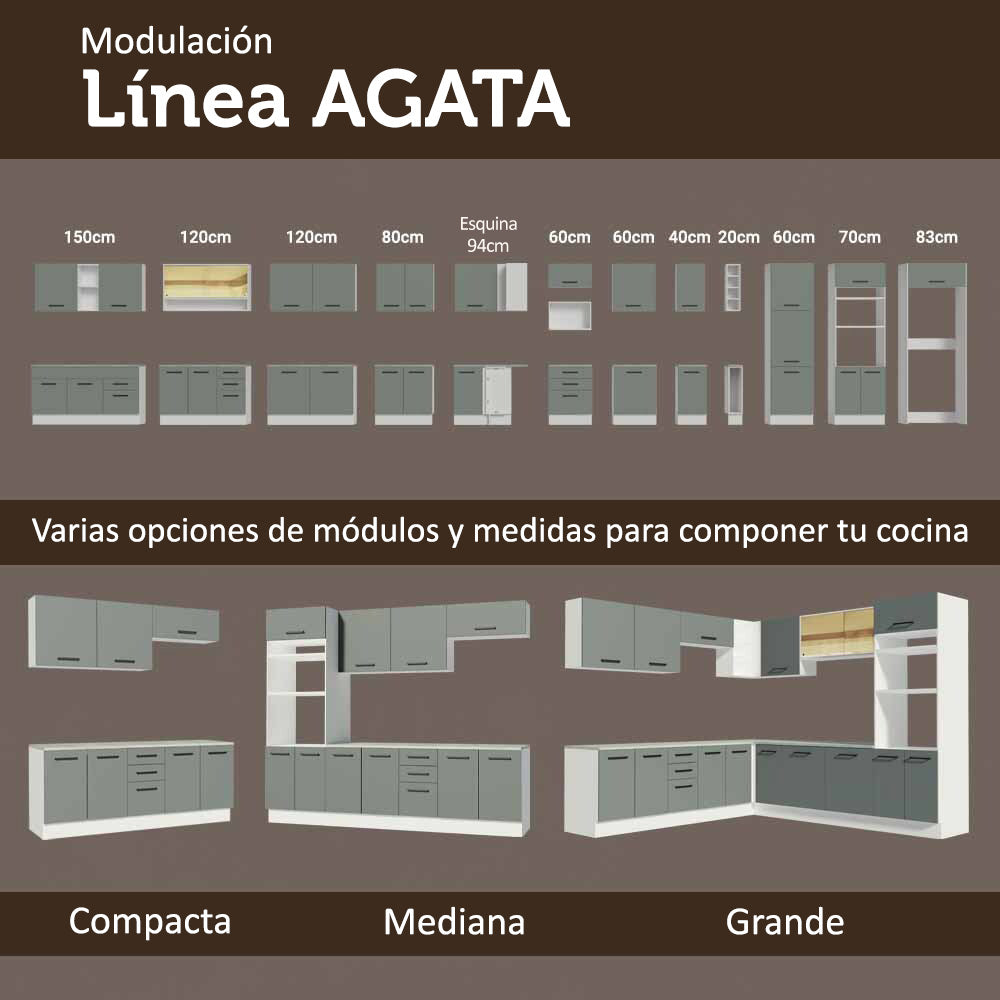 Alacena 60 cm 1 Puerta Agata Blanco/Gris