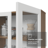 Cristalero 70 cm 2 Puertas de Vidrio Vik Marrón/Blanco