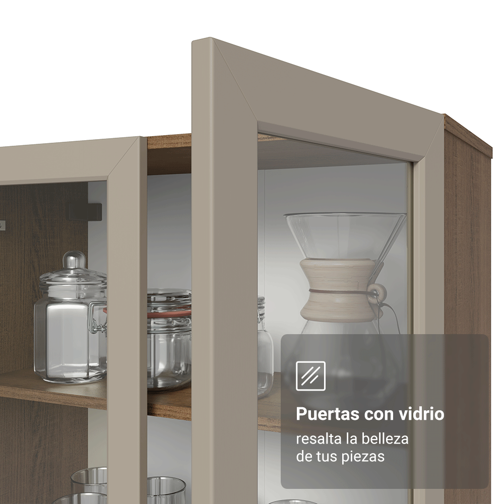 Cristarelo Flotante 70 cm 2 Puertas de Vidrio Marrón/Crema Vik Madesa