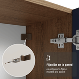 Cristalero 70 cm 2 Puertas de Vidrio con Patas Trapecio Vik Marrón/Azul/Marrón