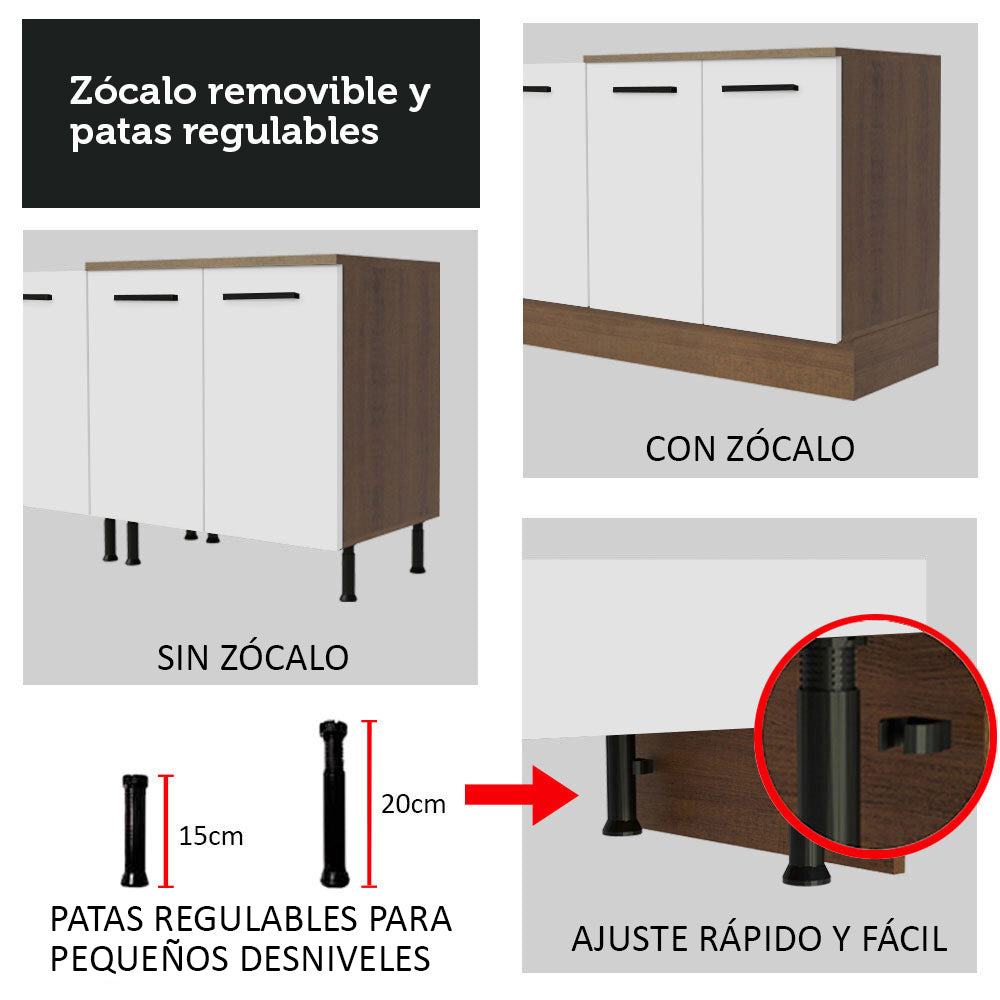 Despensero 60 cm 3 Puertas Marrón/Blanco Agata Madesa