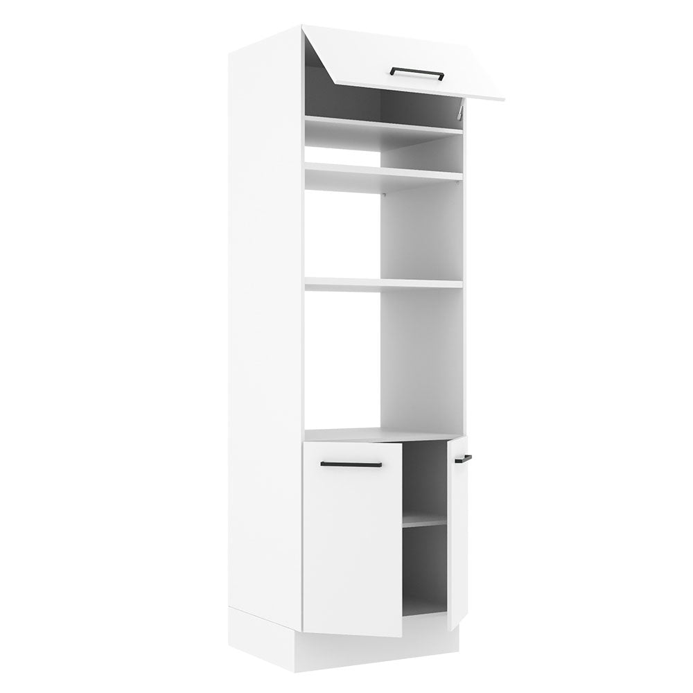 Mueble de cocina para Horno/ Microondas 70 cm Sin cajones 3 Puertas Agata Blanco