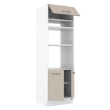 Mueble de cocina para Horno/ Microondas 70 cm Sin cajones 3 Puertas Agata Blanco/Crema