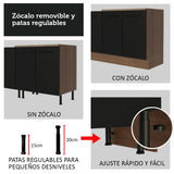 Mueble de cocina para Horno/ Microondas 70 cm Sin cajones 3 Puertas Agata Marrón/Negro