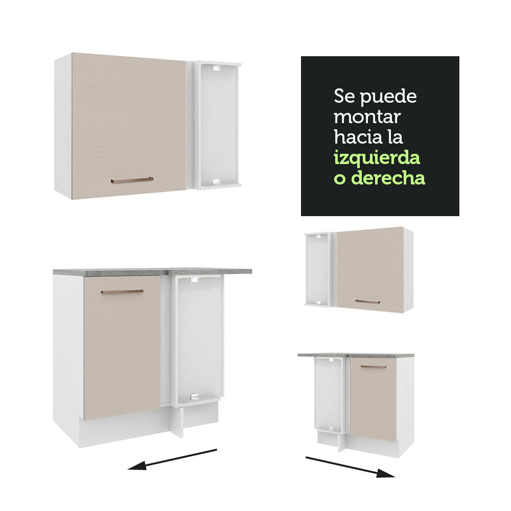 Combo completo de Cocina Esquinera 479cm Blanco/Crema Agata Madesa 01