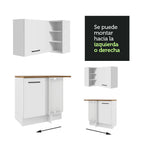 Combo completo de Cocina Esquinera 486 cm 13 Puertas 3 Cajones Sin Mesada Blanco/Marrón Agata Madesa