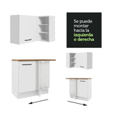 Combo completo de Cocina Esquinera 486cm Blanco con mesada Marrón 60cm fondo Agata Madesa 01