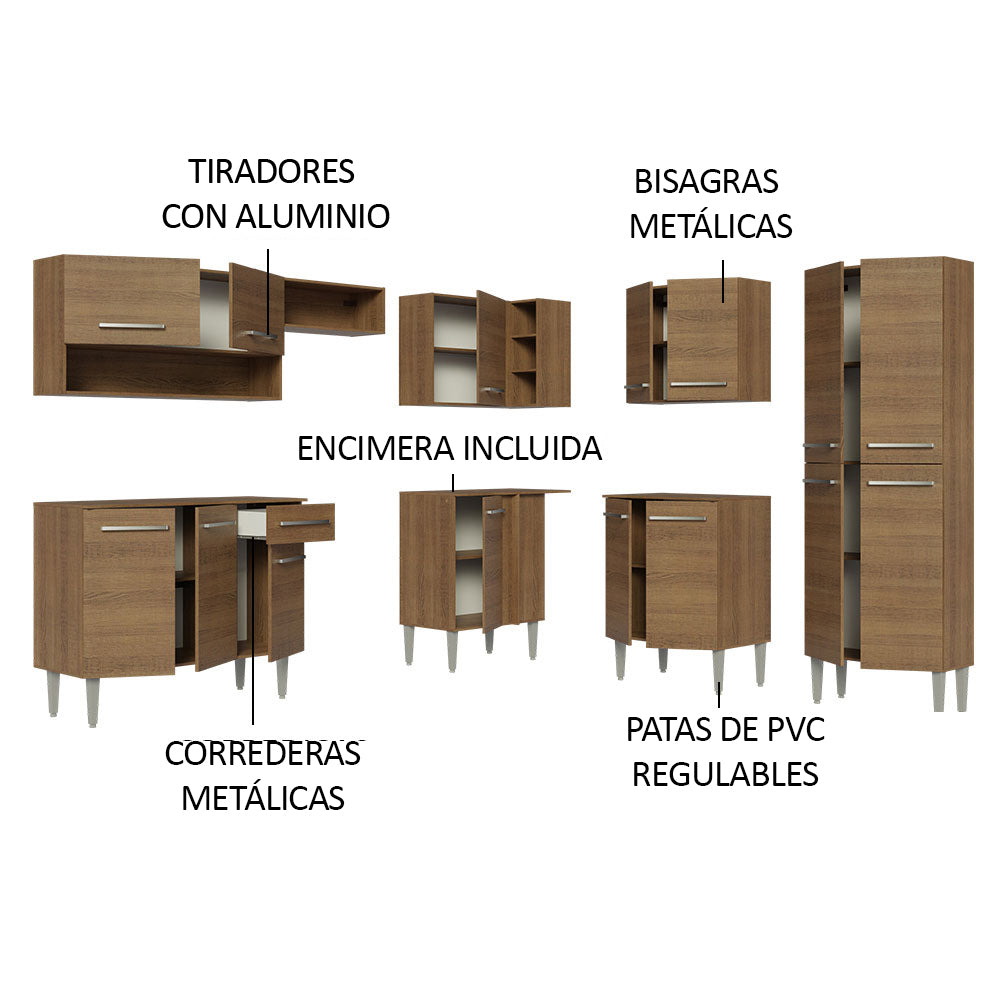Combo completo de Cocina Esquinera 417 cm Marrón Emilly 02