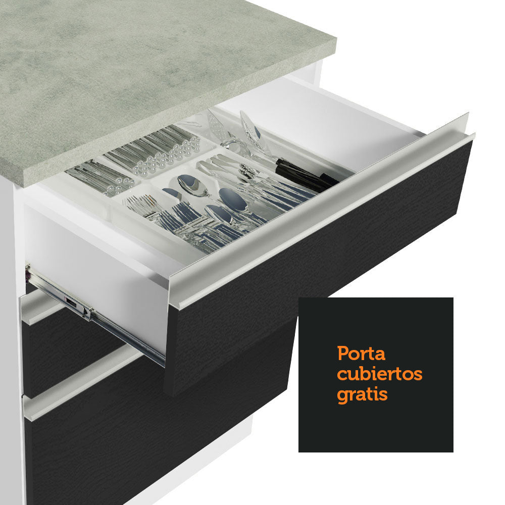 Combo completo de Cocina Esquinera 399cm Glamy Madesa 02 Blanco/Negro