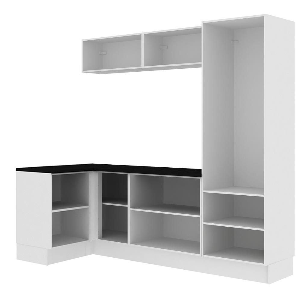 Kit Lavadero Madesa Acordes 100% MDF con Alacena, Bajo Mesada esquinero y Despensero Blanco Brillante