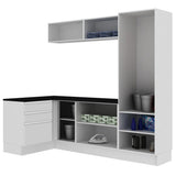 Kit Lavadero Madesa Acordes 100% MDF con Alacena, Cajonera y Bajo Mesada Esquinero Blanco Brillante