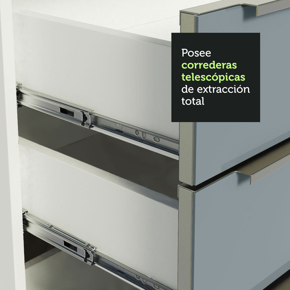 Combo completo de Cocina Esquinero 546cm Blanco/Gris Lux Madesa 05