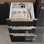 Combo completo de Cocina Esquinera 566 cm con Cristalero 17 Puertas 3 Cajones Sin Mesada Marrón/Negro Lux Madesa