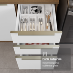 Combo completo de Cocina Esquinera 566 cm con Cristalero 17 Puertas 3 Cajones Sin Mesada Marrón/Blanco Lux Madesa