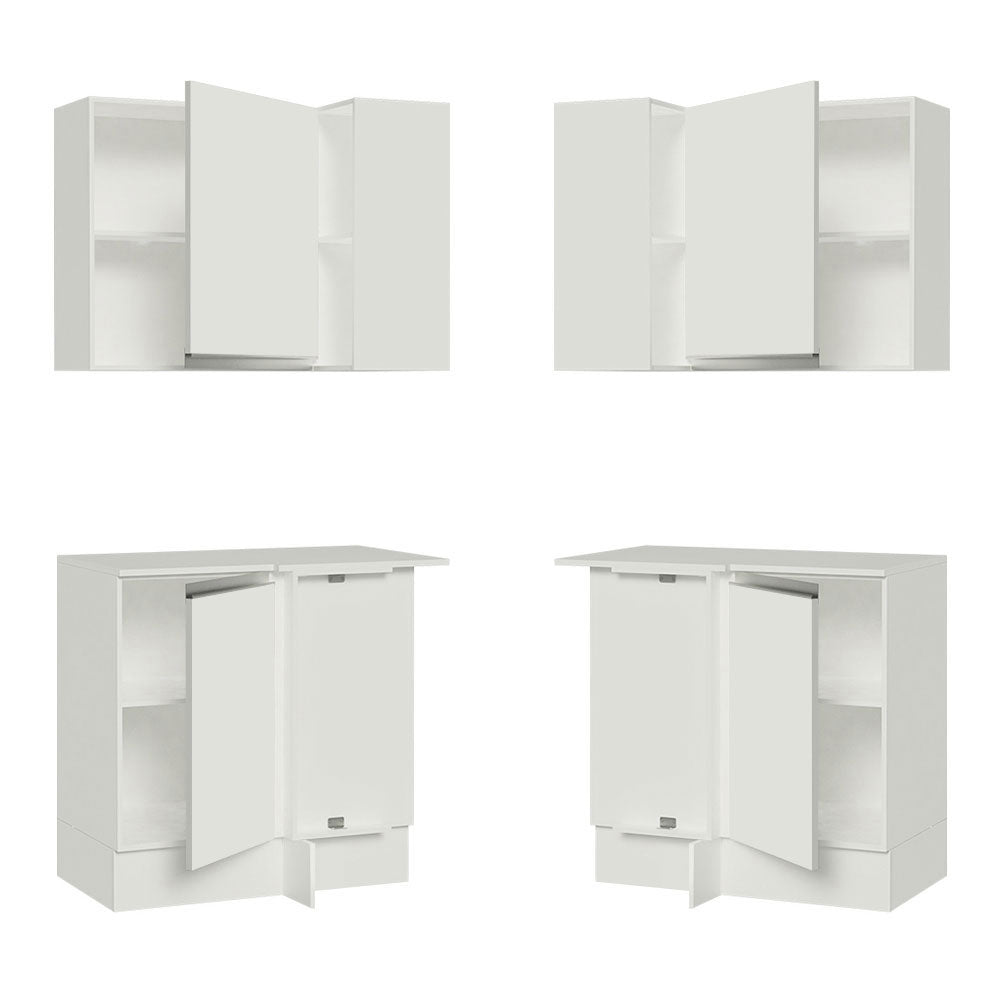 Kit Cocina Esquinera 100% MDF 2 Puertas y Nicho Blanco Smart Madesa