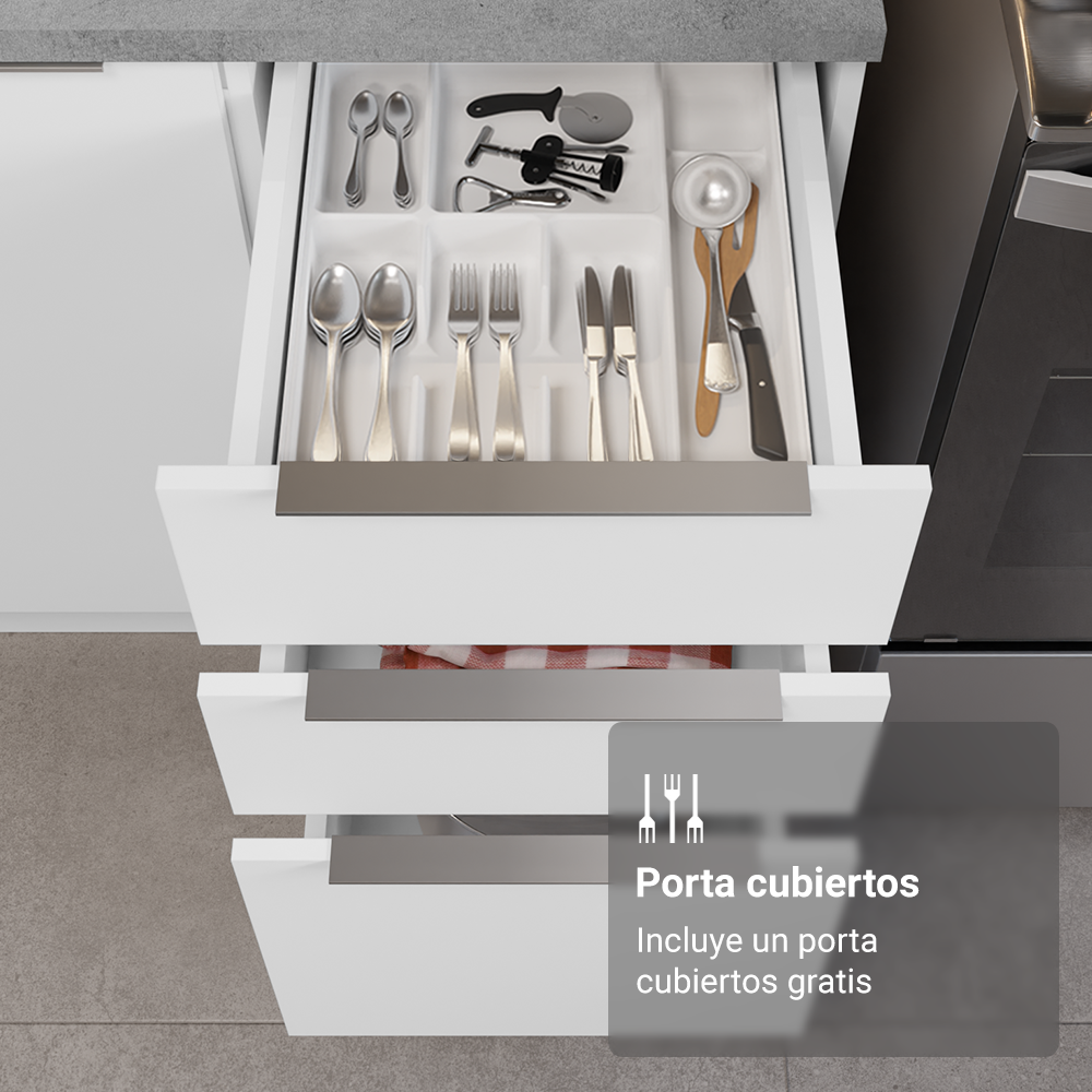 Combo completo de Cocina Esquinera con Cristalero 549 cm Madesa Stella BM 01