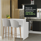 Isla de Cocina con Barra desayunador y Bajo Mesada 120 cm Blanco/Negro Agata Madesa