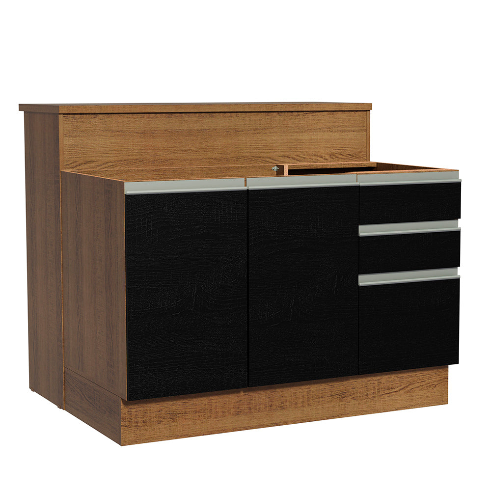 Isla de Cocina con Barra desayunador Madesa 120 Marrón/Negro