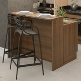 Isla de Cocina con Barra desayunador y Bajo mesada 120 cm Marrón/Negro Lux Madesa