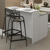 Isla de Cocina con Barra desayunador y Bajo Mesada 120 cm Blanco Lux Madesa