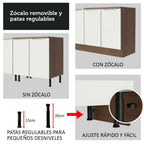 Isla de Cocina con Barra desayunador y Bajo Mesada 120 cm 2 Puertas Marrón/Blanco Lux Madesa