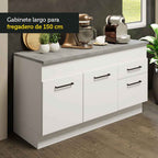 Cocina Compacta 150 cm 4 Puertas 2 Cajones Blanco Agata Madesa
